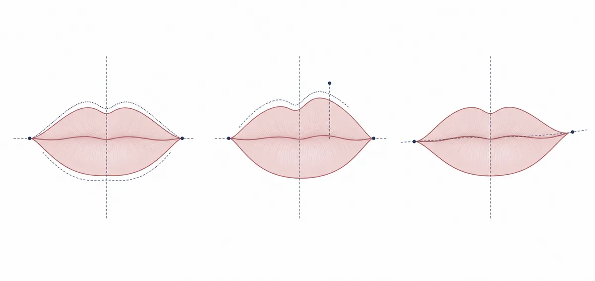 Comparison of balanced and asymmetrical lips outlines