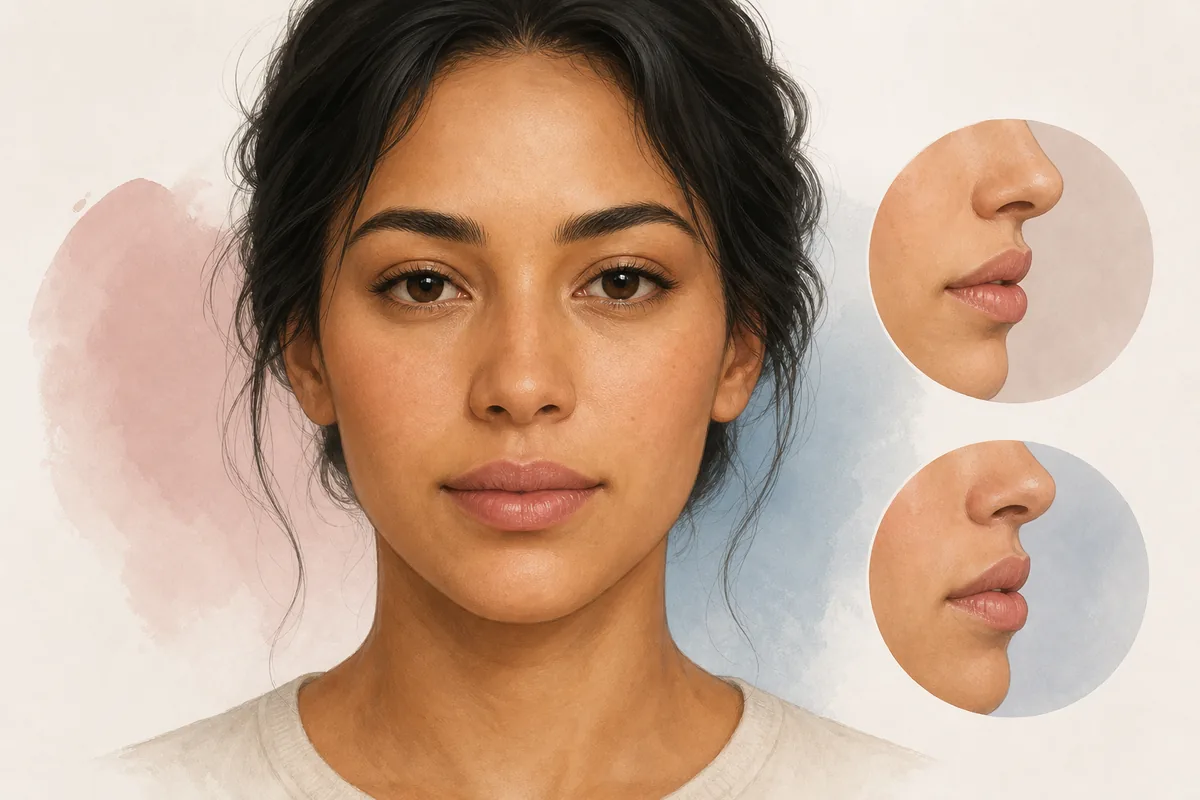 asymmetrical lips visual guide with front and side lip views