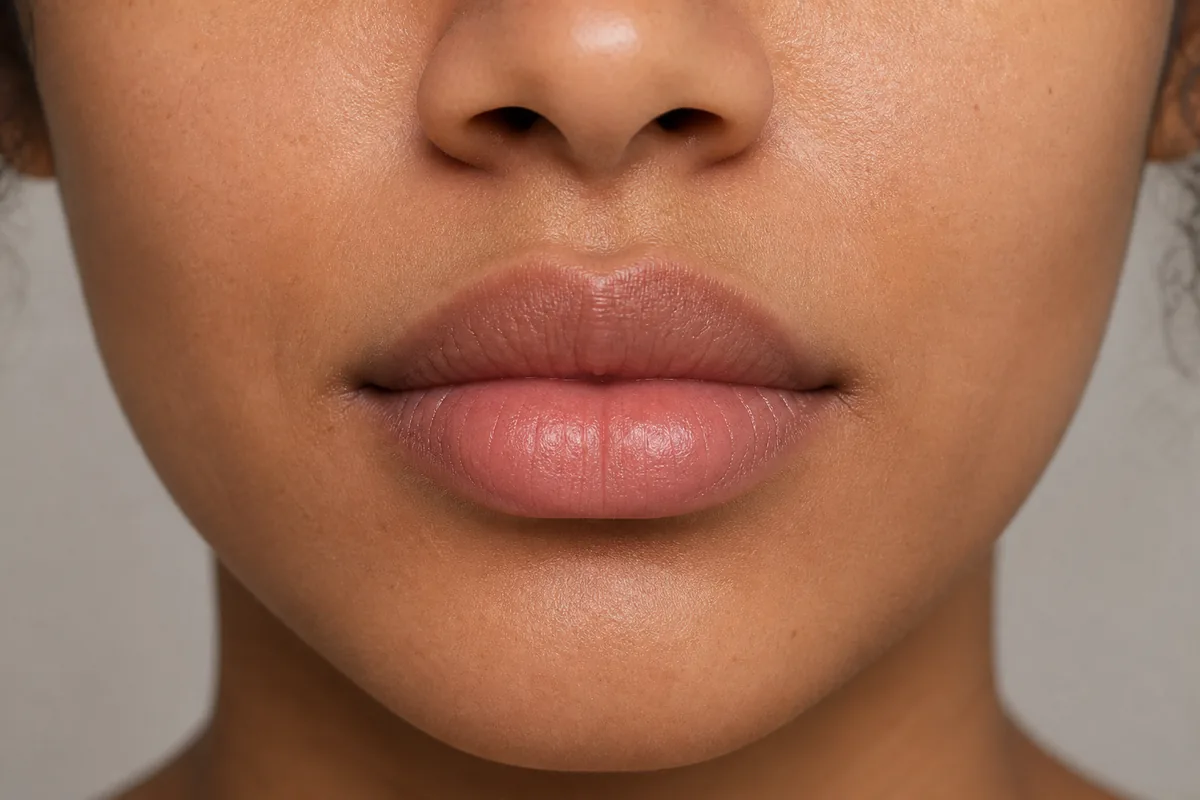 Full lips guide showing balanced plump upper and lower lips with natural volume