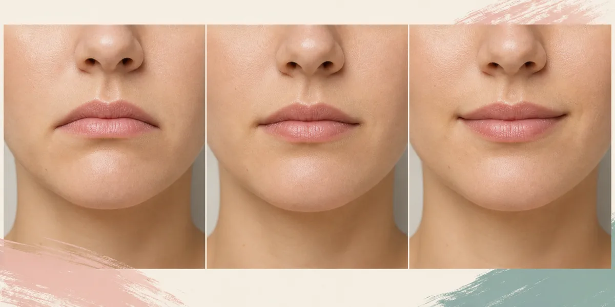 three close-up examples comparing downturned neutral and upturned lip corners
