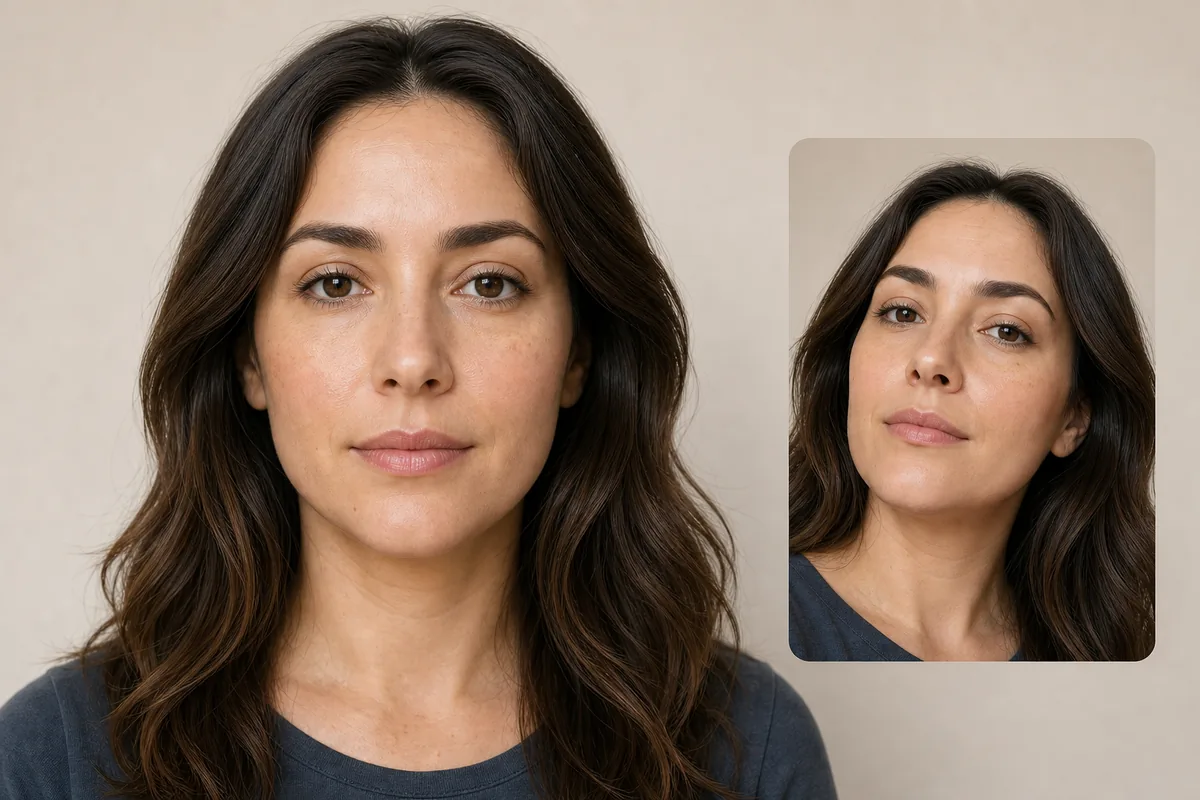 straight-on neutral lip photo compared with a tilted selfie angle