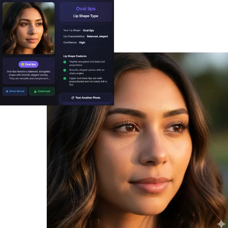 Heart-shaped lips detection - brunette woman with defined cupid's bow and romantic lip shape