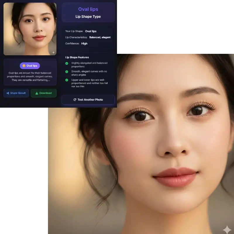 Oval lips comparison - Asian woman with elongated, balanced lip proportions and elegant shape